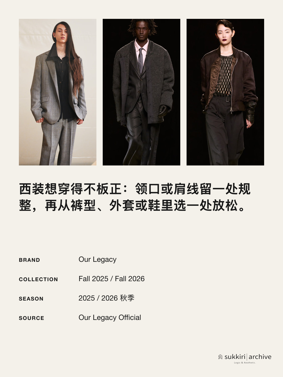 两季造型放在一起，检查正装里哪一处能放松。
